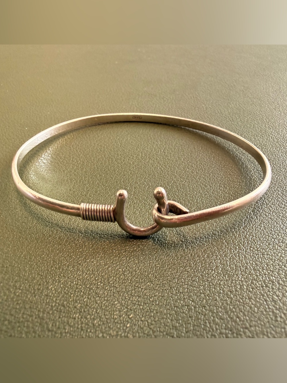 Crusian Hook Bracelet.  Sterling silver bangle